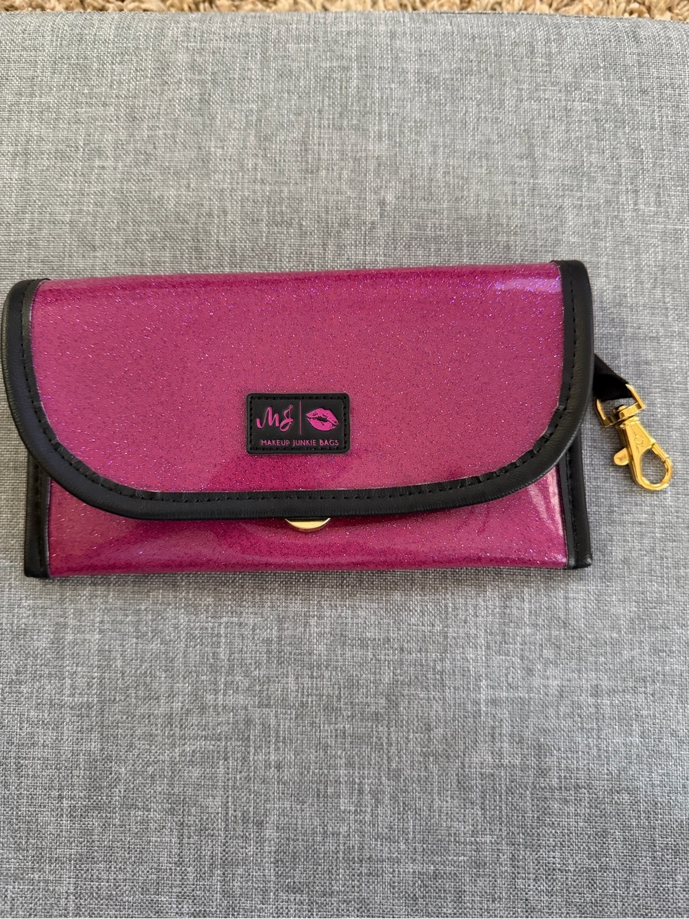 Makeup Junkie Bags Pink Glitter Travel Eyewear Case